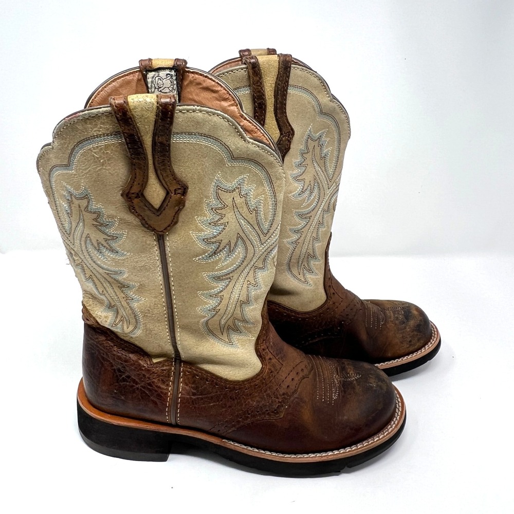Ariat Fatbaby Cowgirl Western Boots Women Size 6.5 B‎ Brown Tan Leather 10005904